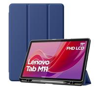 MoKo Funda para Lenovo Tab M11 2024 (TB330FU/TB330XU) 11" con Soporte para Lápiz, Ultra-Fina Funda Plegable Auto Sueño/Estela, Funda Protectora con Parte Trasera Transparente, Azul Marino
