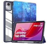 MoKo Funda para Lenovo Tab M11 2024 (TB330FU/TB330XU) 11 Pulgadas con Lápiz, Ultra-Fina Funda Plegable Auto Sueño/Estela, Funda Protectora con Parte Trasera Transparente, NochedeEstrellaAzul