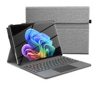 MoKo Funda para Microsoft Surface Pro 12 Pulgadas 1ª Edición 2025, Funda Protectora Ligera con Soporte Multiángulo y Soporte para Stylus, Compatible con el Teclado Type Cover, Gris