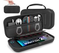 MoKo Funda para Nintendo Switch 2 2025, Estuche de Transporte con para 20 Cartuchos, Funda Protectora Carcasa Rígida Portátil de Viaje para Adaptador y Consola Nintendo Switch 2 y Accesorios, Negro