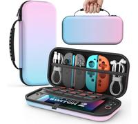 MoKo Funda para Nintendo Switch 2 2025, Funda Protectora Rígida Portátil de Viaje con para 10 Cartuchos, Estuche de Transporte para Consola Nintendo Switch 2 y Accesorios, Degradado Azul Rosa