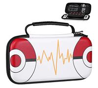 MoKo Funda para Nintendo Switch y Switch OLED con 10 Ranuras para Tarjetas de Juego, Estuche de EVA Portátil, Funda Protectora de Viaje para Accesorios y Juegos de Nintendo Switch, Pokebola