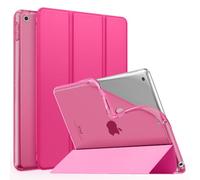 MoKo Funda para Nuevo iPad 9ª Generación 10.2" 2021 (10.2 Pulgadas)/iPad 8ª Gen 2020/iPad 7ª Gen 2019, Delgado Función Soporte TPU Protectora Plegable Cubierta Trasera Transparente, Rosa Brillante