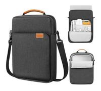 MoKo 13.3-14 Pulgada Funda Portátil con Bandolera y Asa, Funda Protectora Anti-rasguños Compatible con MacBook Air 13 M3 M2 2024-2018, MacBook Pro 14 M3 M2 2024-2021, Tab S8 Ultra 14.6", Negro + Gris
