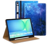 MoKo Funda para Samsug Galaxy Tab S10 Lite/S10 FE/S9 FE 5G 10,9 Pulgadas 2025/2023, S9 11" 2023 con Portalápices, Múltiples Ángulos Funda Tab S10 Lite con Correa de Mano, Bolsillo, NochedeEstrellaAzul