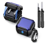 MoKo Funda para Samsung Galaxy Buds 4 Pro/Galaxy Buds 4 (2026), Funda Protectora Magnética con Llavero y Kit de Limpieza, Protección Completa Antigolpes, Serie Cyber, Azul