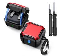 MoKo Funda para Samsung Galaxy Buds 4 Pro/Galaxy Buds 4 (2026), Funda Protectora Magnética con Llavero y Kit de Limpieza, Protección Completa Antigolpes, Serie Cyber, Rojo