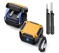 MoKo Funda para Samsung Galaxy Buds 4 Pro/Galaxy Buds 4 (2026), Funda Protectora Magnética con Llavero y Kit de Limpieza, Protección Completa Antigolpes, Serie Cyber, Amarillo
