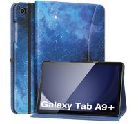 MoKo Funda para Samsung Galaxy Tab A9 Plus 11 Pulgadas 2023, Carcasa Cuero PU Premium con Soporte Múltiples Ángulos, Correa de Mano y Bolsillo Frontal Auto Activación/Reposo, Noche de Estrella Azul