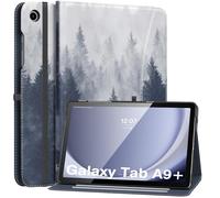 MoKo Funda para Samsung Galaxy Tab A9 Plus 11 Pulgadas 2023, Carcasa Cuero PU Premium con Soporte Múltiples Ángulos, Correa de Mano y Bolsillo Frontal Auto Activación/Reposo, Bosque Gris