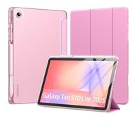 MoKo Funda para Samsung Galaxy Tab S10 Lite 10,9" 2025 [SM-X400/SM-X406B] con Porta Lápiz S, Protectora Trifold Delgada Ligera, Carcasa Trasera Translúcida PC Dura, Auto Wake/Sleep, Flor Rosa