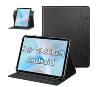 MoKo Funda para Tablet Android de 10,1" con Cierre Magnético,Protectora Delgada Rotatoria 360 Grados con Soporte de Múltiples Ángulos y Bolsillo Delantero para Todas Tablets de 9,6-10,6",Denim Negro