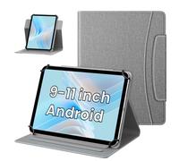 MoKo Funda para Tablet Android de 10" con Cierre Magnético, Protectora Delgada Rotatoria 360 Grados con Soporte de Múltiples Ángulos y Bolsillo Delantero para Todas Las Tablets de 9"-11", Gris