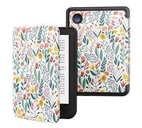 MoKo Funda para Tolino Shine Color/Shine 5(2024)/Shine 4(2022) y Kobo Clara BW/Color/2E 6", Funda Folio Ultra Delgada y Ligera con Auto Wake/Sleep para Kobo Clara 6" 2024, Flores