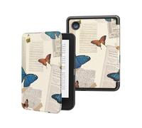 MoKo Funda para Tolino Shine Color/Shine 5(2024)/Shine 4(2022) y Kobo Clara BW/Color/2E 6", Funda Folio Ultra Delgada y Ligera con Auto Wake/Sleep para Kobo Clara 6" 2024, Mariposa Vintage