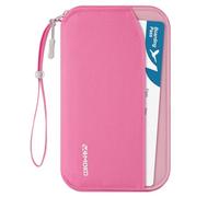 MoKo Funda Pasaporte, PortaDocumentos con Bloqueo RFID, PortaPasaporte Viaje con Múltiples Compartimentos, Organizador de Documentos para Tarjeta de Crédito, Carnet de Identidad, Billete, Llave, Rosa