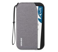 MoKo Funda Pasaporte, PortaDocumentos con Bloqueo RFID, PortaPasaporte Viaje con Múltiples Compartimentos, Organizador de Documentos para Tarjeta de Crédito, Carnet de Identidad, Billete, Llave, Gris
