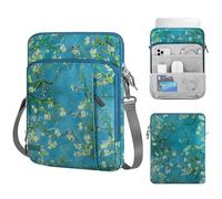 MoKo Funda Portátil 13", Bolsa de Hombro Compatible con MacBook Air 13 M3 M2 2024-2018, MacBook Pro 14 M3 M2 2024-2021, Tab S8+ 12,4", Surface Pro 8, Flor de Albaricoque
