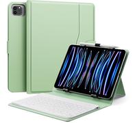 MoKo Funda Universal con Teclado para 9",9.7",10.1",10.2",10.4",10.5",10.9",11" Tableta, Teclado Bluetooth QWERTY US Internacional Inalámbrico & Portalápices para iPad, Samsung, Fire, Pixel, Verde