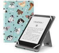 MoKo Funda Universal para 6",6.8",7" Kindle eReaders Fire Tableta - Kindle/Kobo/Voyaga/Lenovo/Sony Kindle E-Book E-Reader Tableta, Carcasa Folio con Correa de Mano y Soporte, Perro Múltiple