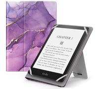 MoKo Funda Universal para 6 6,8 y 7 Pulgadas con Correa de Mano y Soporte Ajustable para Tablet Kobo Clara 2E/Fire, Kindle/Kobo/Voyaga/Lenovo/Sony Kindle eBooks e-Readers, mármol Dorado Morado