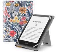 MoKo Funda Universal para Kindle eReaders Fire de 15.2 cm, 17.3 cm, 17.8 cm, Tablet Fire - Kobo/Voyaga/Lenovo/Sony Kindle E-Book, Funda Ligera de Piel sintética, con Correa de Mano/Soporte, Flor de
