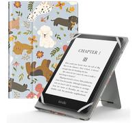 MoKo Funda universal para Kindle eReaders Fire de 6, 6.8 y 7 pulgadas, Kindle, Kobo, Voyaga, Lenovo, Sony Kindle E-Book, funda ligera de piel sintética, con correa de mano/soporte, perros felices