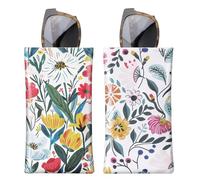 MoKo Fundas de Gafas Suave (2 PZS), Estuche para Gafa de Sol PU Bolsa de Almacenamiento de Gafas con Paño de Limpieza, Flores