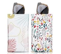 MoKo Fundas de Gafas Suave (2 PZS), Estuche para Gafa de Sol PU Bolsa de Almacenamiento de Gafas con Paño de Limpieza, Hojas & Flores