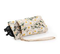 MoKo Fundas para Gafas de Sol de Poliéster, Doble Capa Squeeze Top Bolsas para Gafas Blandas de Moda, Organizador de Gafas de Sol Portátil con Correa de Mano para Mujer Hombre, Margarita