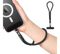 MoKo Hand Wrist Strap, cordón ajustable para teléfono móvil con lengüeta de sujeción, correa manos libres para iPhone y la mayoría de smartphones, Negro