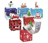 MoKo Hucha Navideña para Tirar Dinero Efectivo, 6P Hucha Sorpresa para Niños y Adultos con 160 Bolsas Transparentes, Forma Divertida de Regalar Dinero a Niñas y Niños, Decoración Navideña, Rojo y Azul