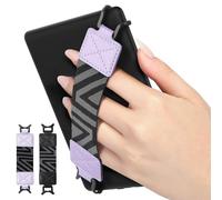 MoKo Kindle Correa de Mano para 6-8" Kindle eReaders Fire Tableta - Kindle/Kobo/Voyaga/Lenovo/Sony Kindle E-Book Tableta, Ligera Versátil Correa de Mano Agarre de Dedo 2-Piezas, Negro+Morado Taro
