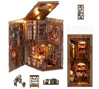 MoKo Kit de Rincón de Lectura, Rompecabezas de Madera 3D con Luces LED, Kit para Construir Casas en Miniatura, Rincón de Libro Decoración Regalos para Adultos Familia, Biblioteca Real
