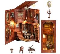 MoKo Kit de Rincón de Lectura, Rompecabezas de Madera 3D con Luces LED, Kit para Construir Casas en Miniatura, Rincón de Libro Decoración Regalos para Adultos Familia, Cuentos de Grimm