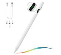 MoKo Lápiz para Pantalla Táctil, Lápiz Óptico para iPad/iPhone/Samsung(NO Serie S), Lápiz Stylus para iOS/Android Dispositivos, Reposo Automático, Absorción Magnética, Indicación de Batería, Blanco