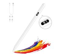 MoKo Lápiz para Pantalla Táctil, Lápiz Stylus Compatible con Apple iPad/iPhone/Samsung/Lenovo/iOS/Android Tabletas & Móviles, Lápiz Óptico con Indicación de Batería, Recarga Rápida, Blanco