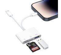 MoKo Lector de Tarjetas de Memoria SD para iPhone/iPad, USB C con Ranuras para Tarjetas SD/TF Adaptador de Cámara USB OTG, USBC Dual-Connector to Micro SD/SD/USB3.0 pour MacBook/Samsung/Google