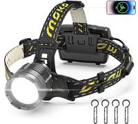 MoKo Linterna Frontal con LED Recargable, Super Brillante Linterna Cabeza 50000 Lúmenes de Alta Potencia, Lámpara Cabezal IP68 Impermeable para Paseos Nocturnos Correr Senderismo Camping, Negro