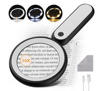 MoKo Lupa con Luz, Lupa de Mano 30X para Lectura, Lupa Iluminada con 21 Luces LED y 3 Modos, Lupas Recargables para Mayores Lectura Inspección Exploración