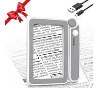 MoKo Lupa de Lectura con Luz 4X, Lupa de Mano Rectangular Ligera para Leer Libros con 3 Modos de LED Luz y Mango Plegable, Lupa de Lectura de Pagina Completa para Mayores Joyería Inspección, Gris