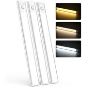 MoKo Luz LED Armario, Luz Nocturna Inalámbrica con Sensor de Movimiento y Tira Magnética, Luz Recargable por USB para Debajo del Caravana, Cocina, Escalera, Baño, Pasillos, Dormitorio, Blanco, 3 Pieza