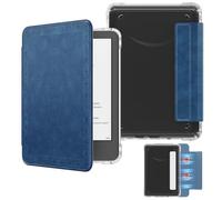 MoKo Funda Magnética Desmontable para Kindle(11ª Gen-2024/2022) 6 Pulgada,Funda Trasera Ultratransparente Resistente a los arañazos Ligera Cubierta Protectora con Auto Sueño/Estela, Sarga Vintage Azul