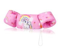 MoKo Manguitos de Natación para Niños, Chaleco Sin Inflación con Dibujo Animado para Aprender Nadar, Brazaletes Hinchables para Piscina Playa Parque Acuático Natación, Unicornio Arco Iris Rosa