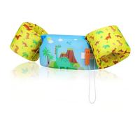 MoKo Manguitos de Natación para Niños, Chaleco Sin Inflación con Dibujo Animado para Aprender Nadar, Brazaletes Hinchables para Piscina Playa Parque Acuático Natación, Azul Amarillo Dinosaurio