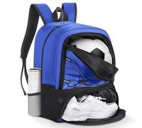 MoKo Mochila Bolsa de Fútbol, Mochila de Baloncesto para Hombres y Mujeres con Compartimentos Separados para Balón y Zapatillas, Bolsa de Equipamiento Deportivo para Ropa, Tablets, Portátiles, Azul