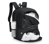 MoKo Mochila Bolsa de Fútbol, Mochila de Baloncesto para Hombres y Mujeres con Compartimentos Separados para Balón y Zapatillas, Bolsa de Equipamiento Deportivo para Ropa, Tablets, Portátiles, Negro