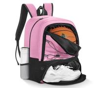 MoKo Mochila de Baloncesto, Mochila de fútbol para Hombres y Mujeres con Compartimentos Separados para Pelotas y Zapatos, Resistente al Agua, Gancho para Cerca, Bolsa de Deporte para Ropa, Rosa