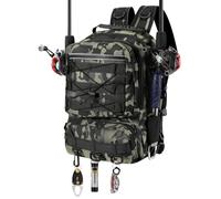 MoKo mochila pesca impermeable con portacañas, Camuflaje Verde