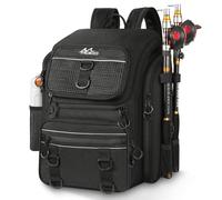 MoKo Mochila Pesca Impermeable con portacañas, Negro